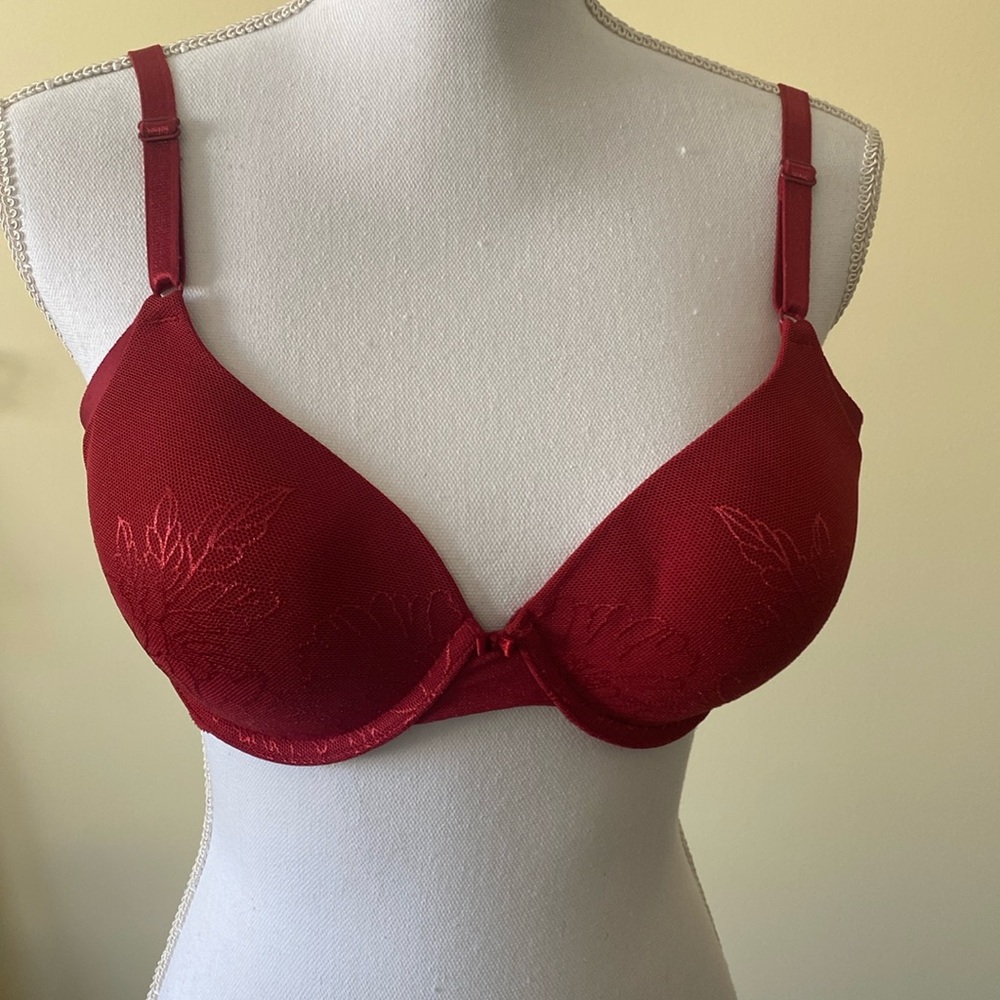 Warner’s Red No Side Effects Underwire Push Up Bra 36B